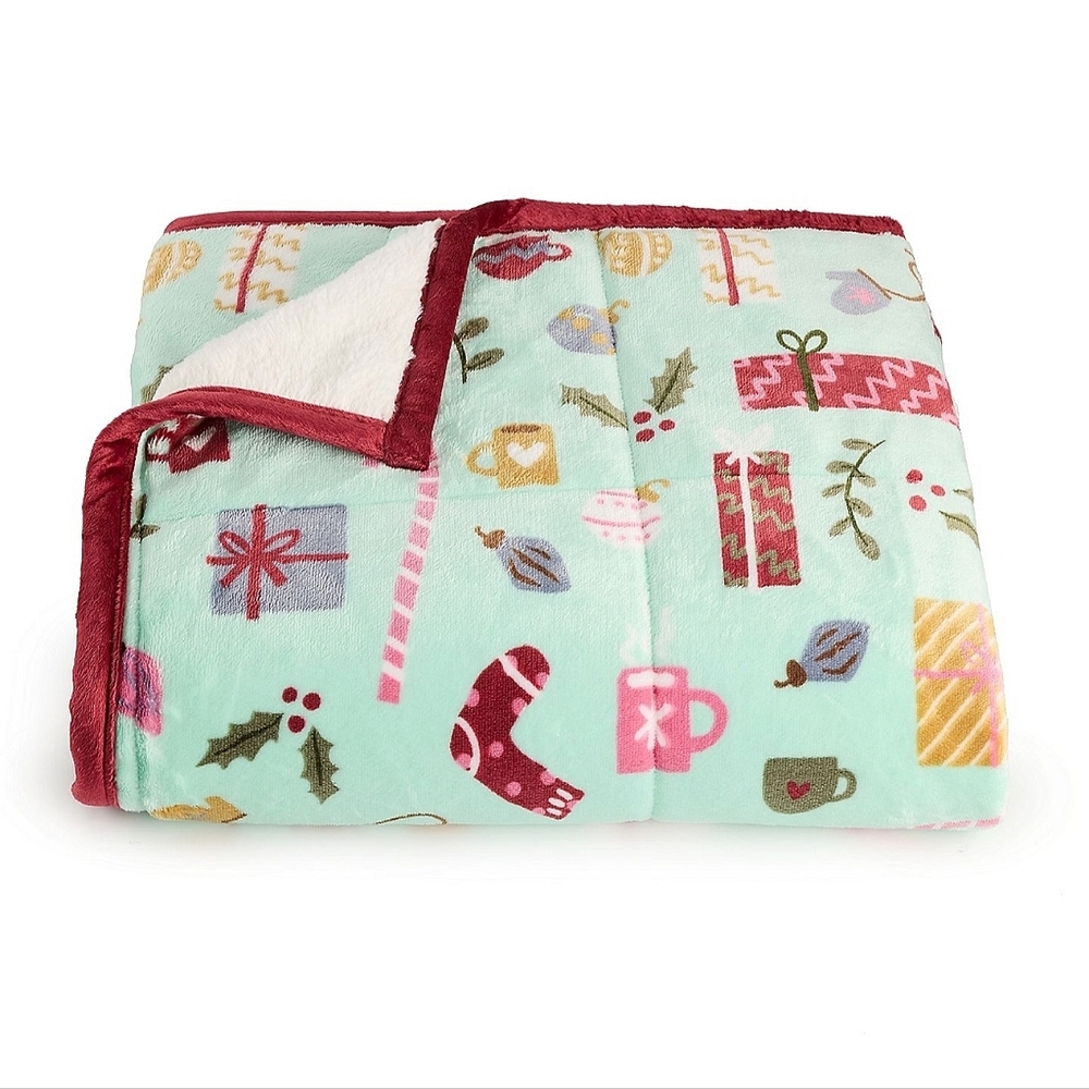 Cuddl Duds Holiday Icon Toss Cozy Soft Throw Blanket